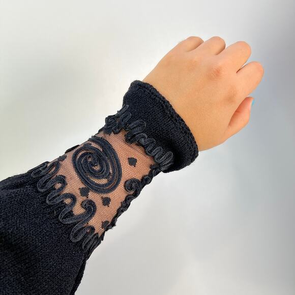 Pat Sandler for Wellmore Black Long Sleeve Knit Top Vintage 80's - Picture 7 of 9